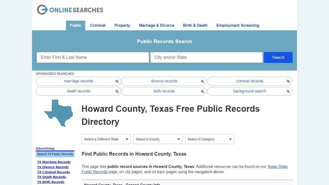 Howard County, Texas Public Records Directory